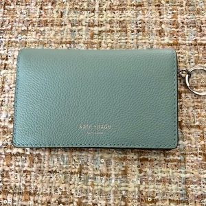 Kate Spade mint keychain wallet NWT